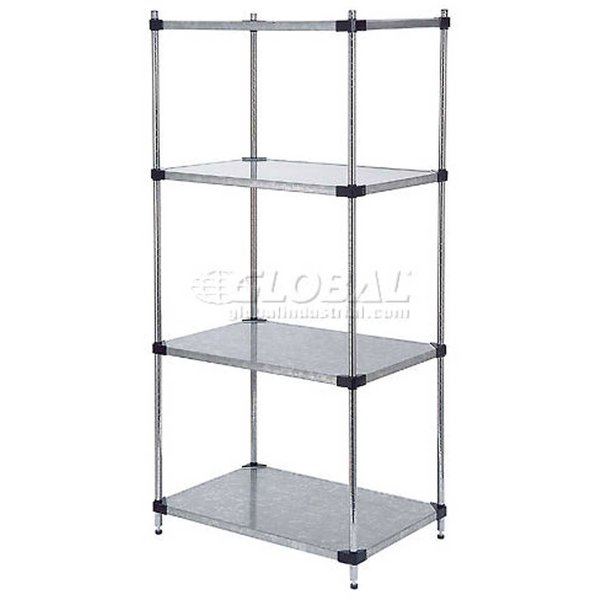 Nexel 5 Tier Solid Galvanized Steel Shelving Starter Unit, 48W x 18D x 74H 18487SZ5